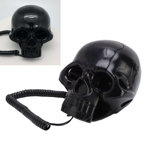Landline Phones for Home, Skull Corded Phone, Retro Desktop Home Phone, Analog Novelty Skull Telephone for Hotel, Shops, Party