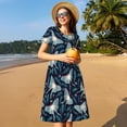 thumbnail image 4 of Uemuo Glowing Butterfly Print Womens Summer Dress Casual Swing Short Sleeve Sundresses Beach A-line Shift Dress, 4 of 6