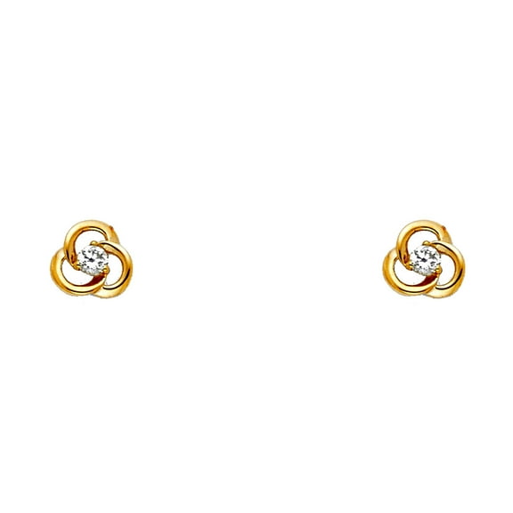 14k Gold Cubic Zirconia Polished Love knot Screw Stud Earrings Stud Earring for Women