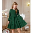 thumbnail image 3 of Arshiner Girls Dress Fall Boho Long Sleeve Shirred Smocked Tiered Party Dresses with Pockets, 3 of 6