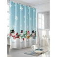 thumbnail image 3 of Christmas Snowman Shower Curtain Set, Waterproof Shower Curtains for Bathroom, Teal Blue Xmas Tree Winter Snowflakes Washable Fabric Cloth Bath Curtain for Bathtub Decoration with Hooks 48x72 Inches, 3 of 6
