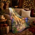 thumbnail image 3 of Serene Garden Scene Golden Retriever on a Path, Peaceful Impressionist Painting Style Cozy Flannel Blanket for Dog Lovers, Birthday Gift for Family Room and Bedroom Home Decor, 3 of 9