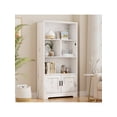 thumbnail image 1 of Ourlova 3-Tier Bookshelf - 57.8'' Tall Wooden Bookcase Display Racks Open Storage Shelf. Unique Book Rack. Large Modern Book Shelf For Bedroom. Living Room. Office - White, 1 of 5
