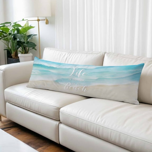 Blue Waves Body Pillow Covers 20"x60", Summer Beach Coastal Nautical Ocean Soft Brushed Microfiber Breathable Throw Pillow Covers, Pillowcase with Zipper for Couch Sofa Bedroom Living Room