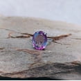 thumbnail image 2 of 925 Sterling Silver Ring Color Change Stone Ring, Oval Cut Alexandrite, hand made ring Wedding Ring Woman And Men's Birthstone gift, 2 of 3