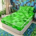 thumbnail image 2 of Meiyoeat Bright Green Pixelated Miners Zipper Full Size Comforter Sets with Fitted Sheet and 2 Pillowcases, Simple Square Tile Print Zipper Bedding Set,4pcs, 2 of 6