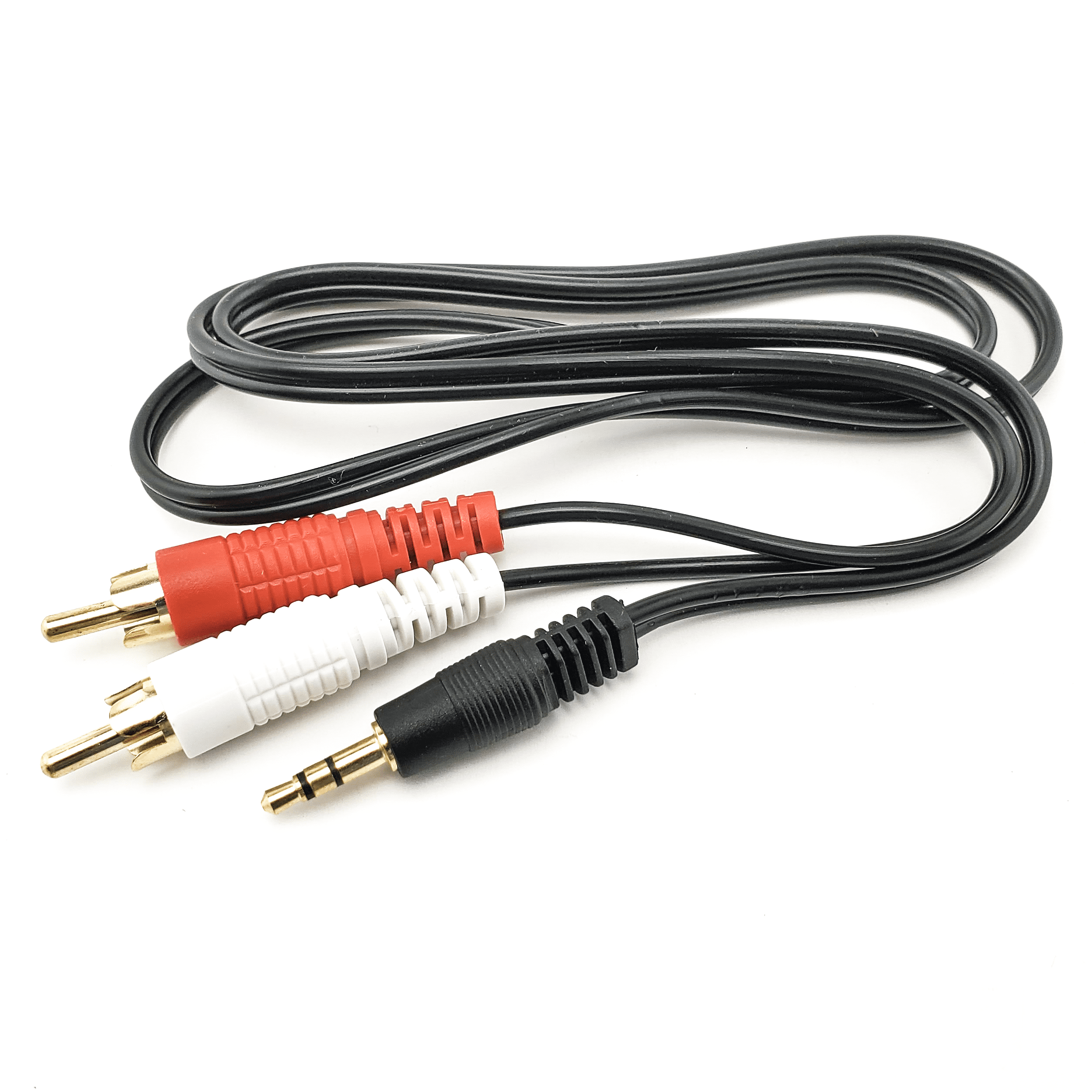 SatelliteSale Auxiliary 3.5mm Audio Jack to 2 RCA Composite Aux Cable  Universal Wire PVC Black Cord 30 feet 
