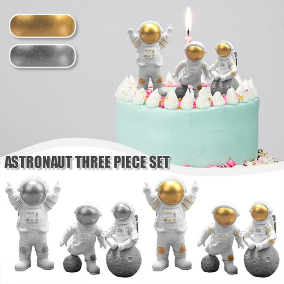 Kyoffiie 3PCS Astronaut Figurines Cake Topper Outer Space Spaceman Action Figure Statue Desktop Astronaut Ornaments Tabletop Spaceman Figure Toy for Kids Party Gift Cake Decoration