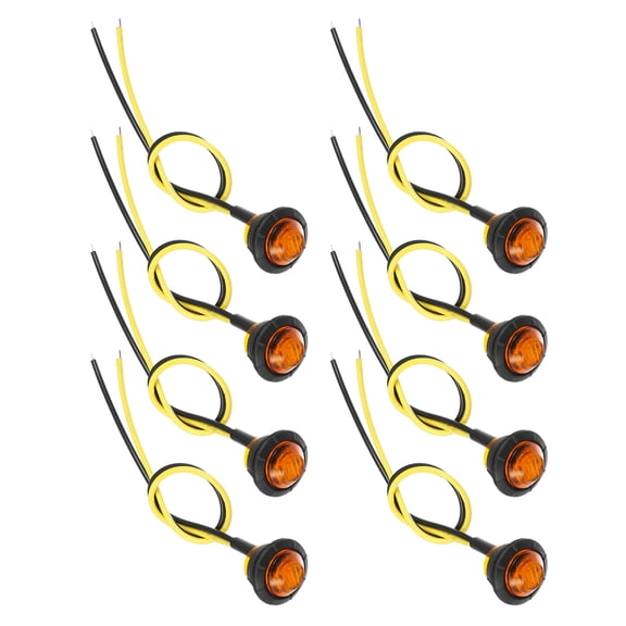 Unique Bargains Truck LED Trailer Lights 12V Plastic Round Waterproof Marker Lights Yellow 8 Pcs