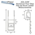 thumbnail image 6 of RecPro 4 Step Aluminum Marine Grade Dock Attachment Flip Up Ladder, Silver, 6 of 11