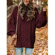 MOSHU Oversized Sweaters for Women Cable Knit Chunky Pullover Sweater