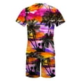 thumbnail image 2 of Vedolay Mens Hawaiian 2 Pieces Tropical Flower Print Button Down Short Set,Purple XL, 2 of 4