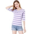 thumbnail image 2 of Disfraz de Día de San Patricio mujer Mangas en el codo camiseta ajustada estampada Morado claro XL Allegra K, 2 of 7