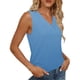 thumbnail image 4 of Mujeres sin mangas Tops de verano gradiente color fuera de posición impresión V-cuello blusa casual Mujeres V-cuello de verano Tops, 4 of 7