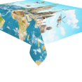 thumbnail image 1 of ABPHQTO Bonito juego de manteles con mapa del mundo oceánico, 150x210 cm, monumentos famosos del mundo, funda de tela para mesa de escritorio para decoración de fiestas, 1 of 3