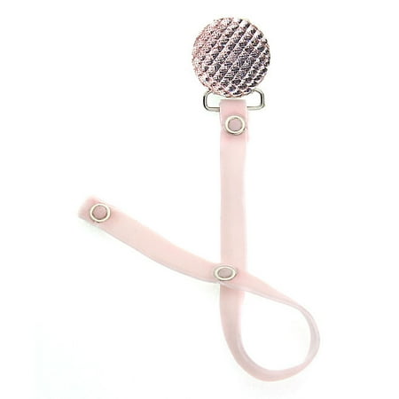 Quilted Crystal Pacifier Clip with Velvet Ribbon