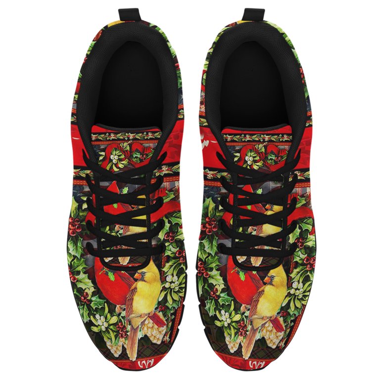 Christmas Cardinal Running Shoes Sneakers Mesh Black Size 3.5