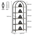 thumbnail image 5 of 5 Tier Bookshelf Arched Display Racks Tall Standing Bookshelves Metal Frame Farmhouse Storage Rack Shelf for Home Office, Black+Gray, 5 of 6