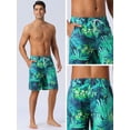 thumbnail image 5 of DARING DIVA Men's Drawstring Hawaiian Summer Beach Swim Shorts 32 Dark Green, 5 of 6
