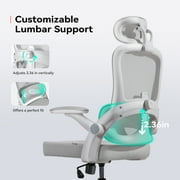 SIHOO M102C Ergonomic Office Chair, Mesh Desk Chair with Adjustable 3D Armrests, Lumbar Support, 2D Headrest, Tilt, White