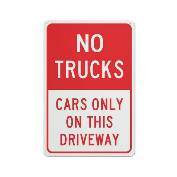 No Trucks Cars Only On This Driveway Sign Warning Tin Sign Home Kitchen Farm Garden Garage Wall Decor 12X8Inch