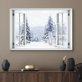 thumbnail image 2 of wall26 Canvas Print Wall Art Window View Snowy Winter Pine Tree Forest Celebrations &amp; Holidays Nature Photography Realism Landscape Colorful Multicolor for Living Room, Bedroom, Office - 32", 2 of 5