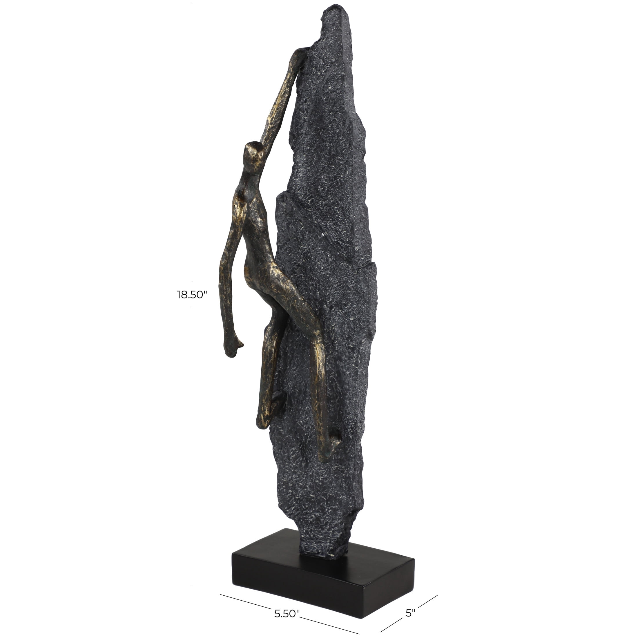 6" x 19" Bronze Polystone Climbing People Sculpture, by DecMode