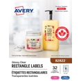 thumbnail image 1 of Avery 82822 Glossy Clear Rectangle Labels, 2" x 3", Permanent Adhesive for Laser and Inkjet Printers, 8 labels/sheet, 4 sheets/pack, 1 of 7