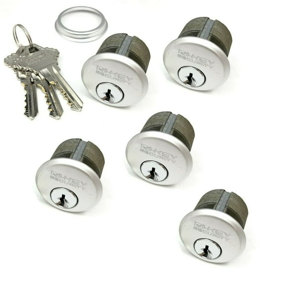 5 New Mortise Lock Cylinders 1" for Store Front Door Adams Rite Brass and 3 Keys
