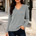 thumbnail image 2 of SHTXOZHI Women's Long Sleeve Tops Trendy Pullover Knitted V-Neck Shirts Casual Solid Color Fall Winter Base Layer Sweaters, 2 of 7