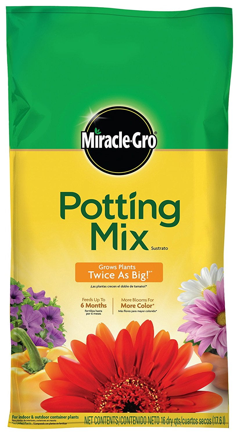 MiracleGro Potting Mix, 16Quart, Grows Plants Twice as Big! versus