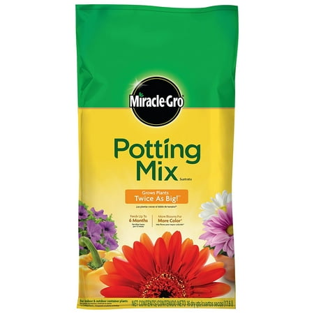 Miracle-Gro Potting Mix, 16-Quart, Grows Plants Twice as Big! versus unfed plants By