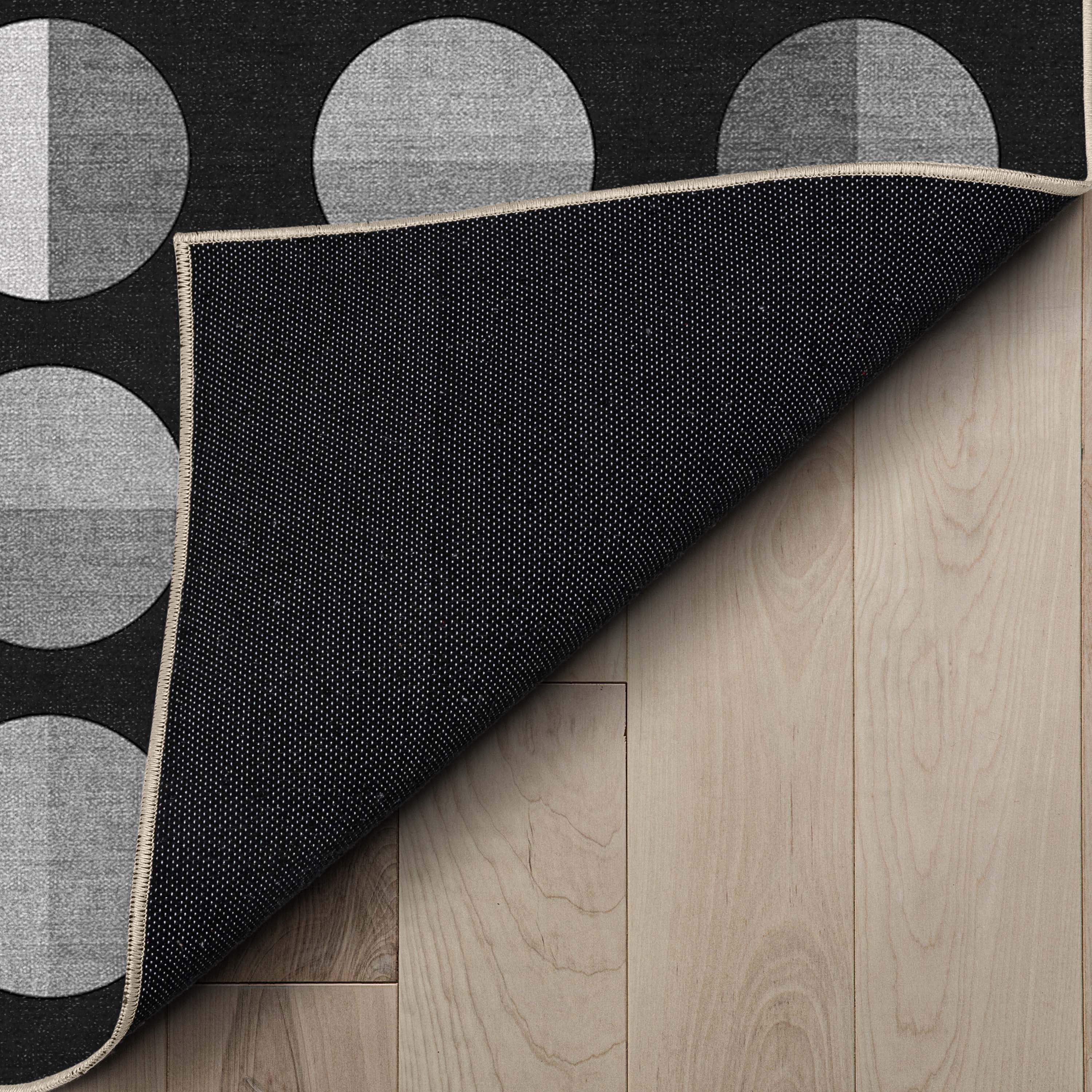 Well Woven Apollo Split Dot Mid-Century Modern Black Flat Pile Easy to Clean 5'3" x 7'3" Area Rug for Living Room Dining Room Bedroom and Kitchen