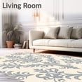 thumbnail image 2 of ODIKA 4'x6' Machine Washable Non-Slip Area Rug, Classic Damask Swirl Motif Transitional Elegant Charm High Traffic Rug, Ivory, 659028, 2 of 7