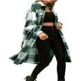thumbnail image 3 of Women Casual Plaid Coat Lapel Woolen Button Up Pocketed Long Shacket Coat, 3 of 6