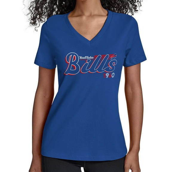 Women's Starter Royal Buffalo Bills Groovy Script V-Neck T-Shirt