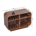 thumbnail image 2 of 4 Cube Record Player Stand with Charging Station, Large Vinyl Storage Cabinet Holds 300+ Records, Display Shelf for Turntable, Stereo & Books, Wooden Base, Walnut, 2 of 7