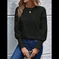 thumbnail image 4 of Top de Cuello Redondo con Encaje Bordado y Larga en Color Liso para Mujer Negro XXL, 4 of 9