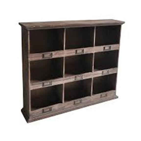 Cheungs Brown Wooden 9 Cubby Wall Storage Shelf - W: 26.75" x D: 5.75" x H: 22.75"