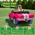 thumbnail image 6 of Joyracer Shelby GT350 Ride ons, 4WD 24 Volt Ride on Toys for Kids, 2 Seats Electric Car with Remote Control, Ride on Cars, Toy Gift with LED Lights, Music, Horn, Bluetooth, USB, Pink, 6 of 13