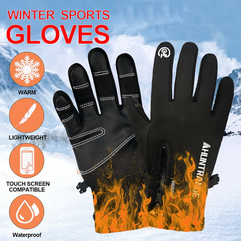 Winter Gloves Touch Screen Thermal Warm Zipper Cycling Skiing Waterproof Outdoor 
