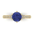 thumbnail image 2 of 1.71ct Round Cut Blue Tanzanite 14k Yellow Gold Engraving Statement Bridal Wedding Designer Ring Size 9, 2 of 7