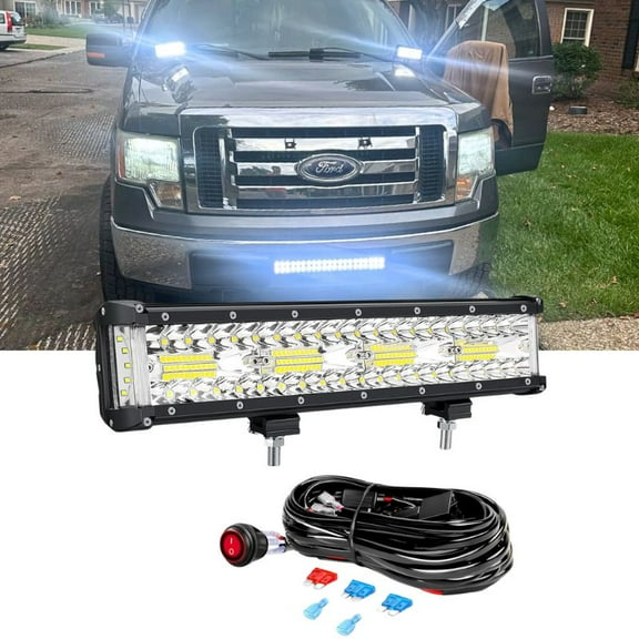 12 Inch Side Shooter LED Light Bar, LED Offroad/Driving/Fog Lights with Wiring Harness Kit, Spot Flood Work Lights for Truck UTV ATV Golf Cart Boat, 1Pcs (White)