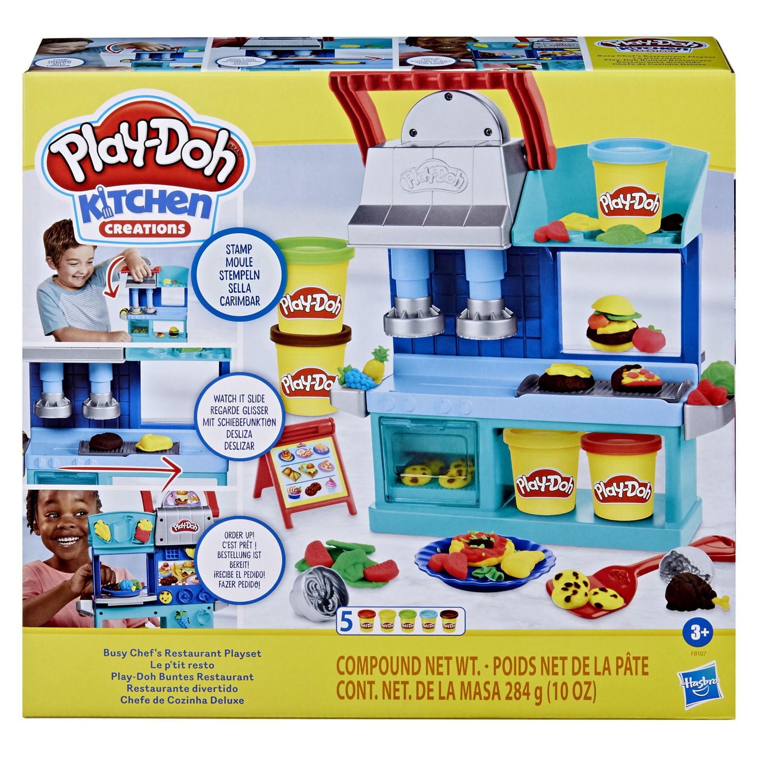 Play-Doh Kitchen Creations Busy Chef's Restaurant Playset, Ages 3+, 2-Sided Kitchen Playset