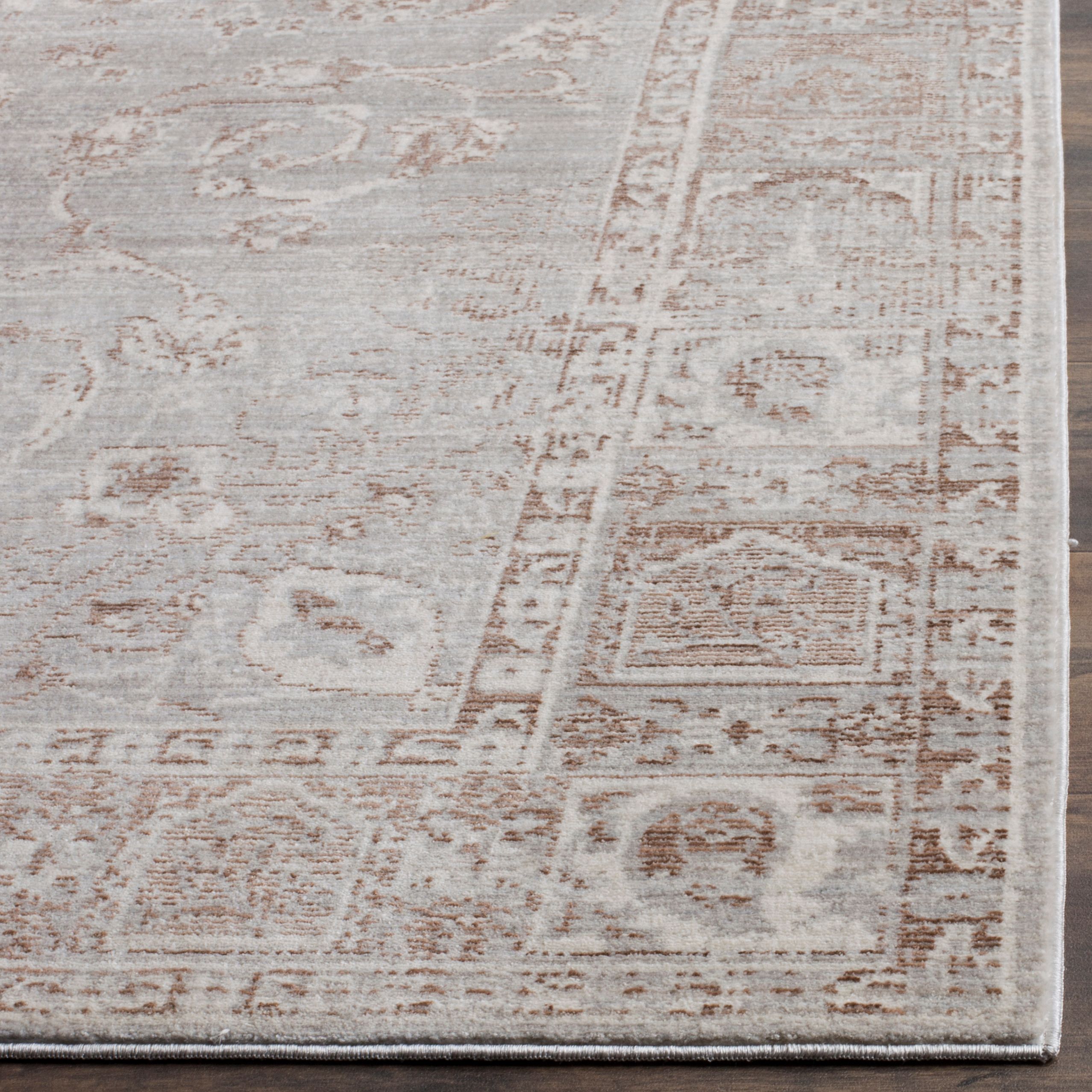 SAFAVIEH Valencia Rowan Floral Bordered Polyester Area Rug, Grey/Multi, 9' x 12'