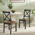 thumbnail image 2 of Safavieh Akash Traditional Rubberwood Dining Side Chairs, Black / Walnut (Set of 2), 2 of 8