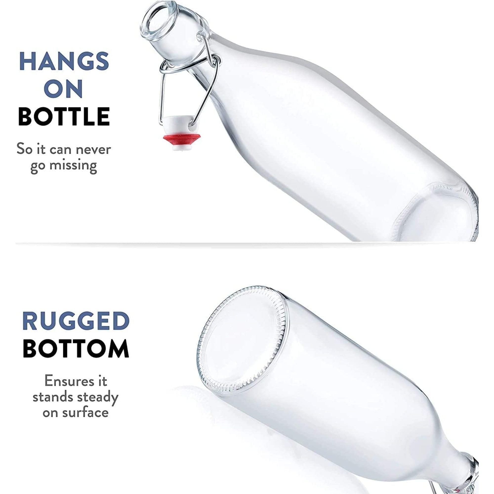 Bormioli Rocco Giara Clear Glass Bottle With Stopper, 33 3/4 oz. (2, Clear)