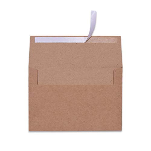 100 Pack A7 Brown Kraft Paper Invitation 5 x 7 Envelopes - Quick Self ...