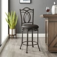 thumbnail image 3 of Linon Mokena 24" Round High Back Counter Stool, Coffee Brown/Coffee Faux Leather, 3 of 10