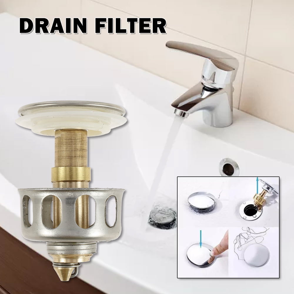 Universal Wash Basin Bounce Drain Filter Sink Drain Vanity Stopper Bathroom 